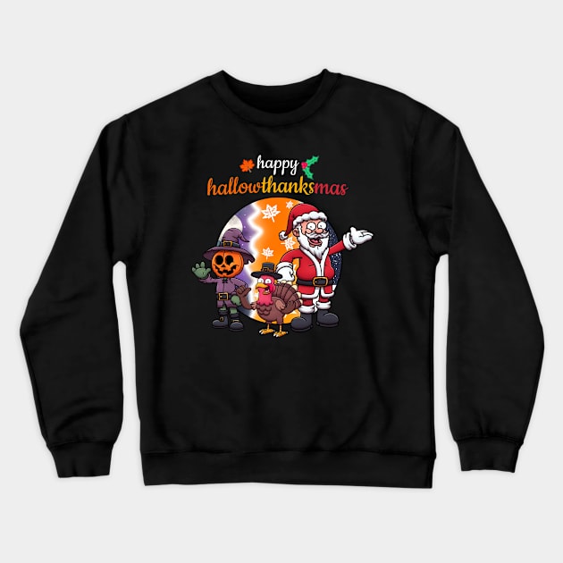 Happy HallowThanksMas Crewneck Sweatshirt by TheMaskedTooner